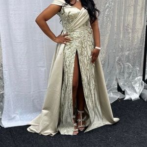 Custom made formal dress with train